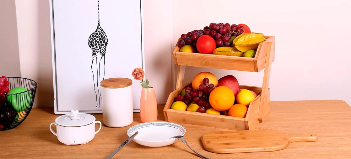 frutero de madera pino dos niveles